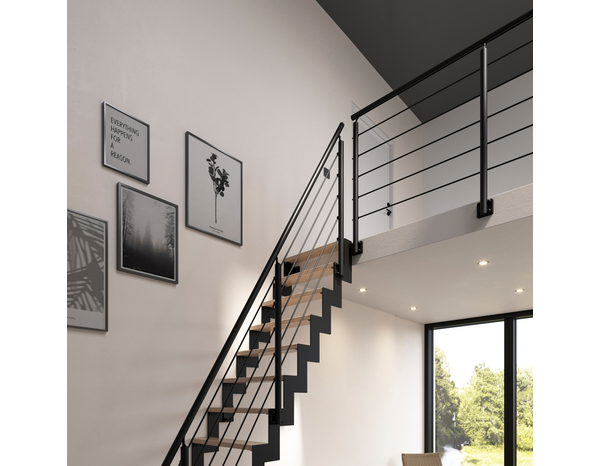 Kit balustrade latérale aluminium noir "Jorun"  H. 1,17 m x L. 2 m - GEOM - Brico Dépôt