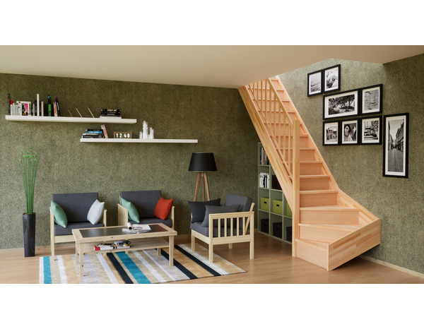 Balustrade verticale tournant en hêtre "Fineas" escalier 1/4 - Brico Dépôt