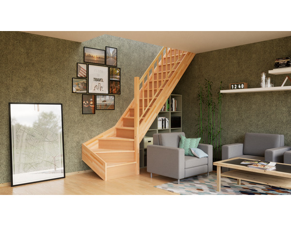 Balustrade verticale tournant en hêtre "Fineas" escalier 1/4 - Brico Dépôt