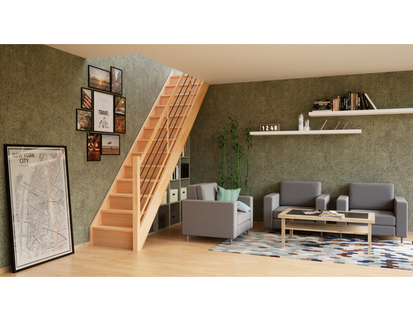 Balustrade tubes Horizontaux en hêtre "Fineas" escalier droit - Brico Dépôt