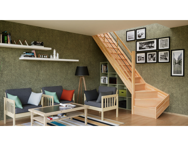 Balustrade tubes Horizontaux en hêtre "Fineas" escalier tournant - Brico Dépôt