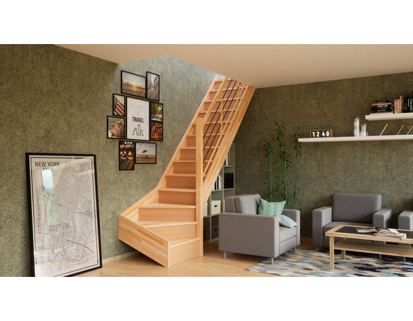 Balustrade tubes Horizontaux en hêtre "Fineas" escalier tournant - Brico Dépôt