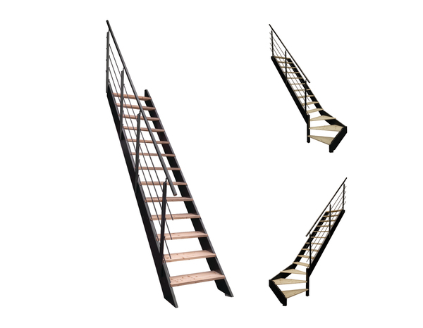 Escalier droit + rampe bois et métal "Sanson" - Brico Dépôt