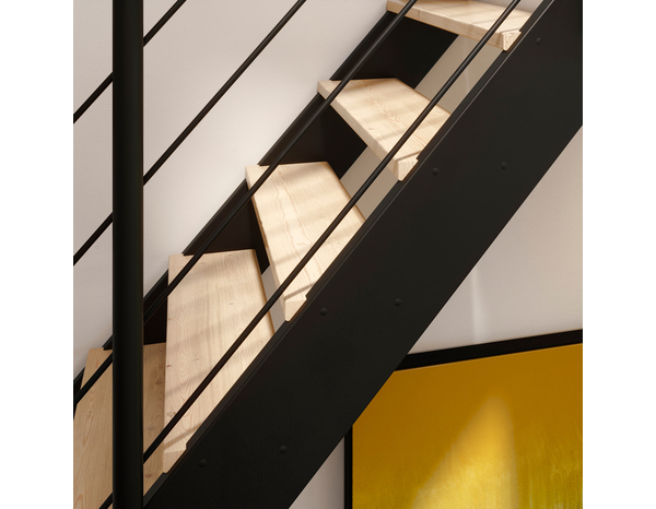 Escalier droit + rampe bois et métal "Sanson" - Brico Dépôt