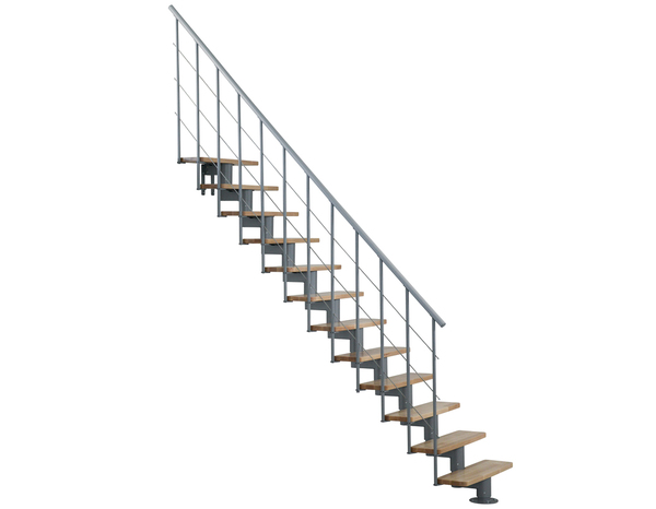 Escalier modulaire + rampe "Balor" Gris mat RAL 9023 - Brico Dépôt