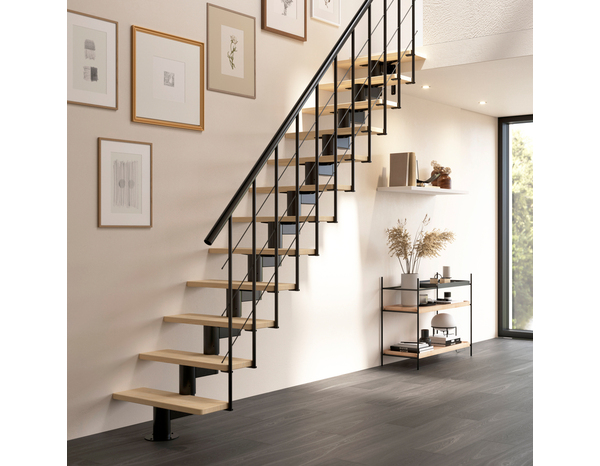Escalier modulaire + rampe "Balor" Gris mat RAL 9023 - Brico Dépôt