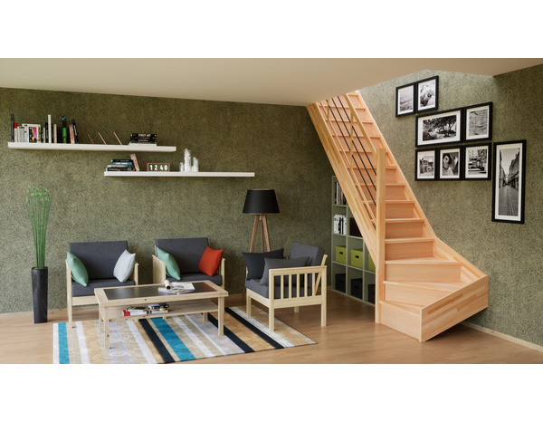 Escalier 1/4 tournant gauche prémonté hêtre "Fineas" - Brico Dépôt