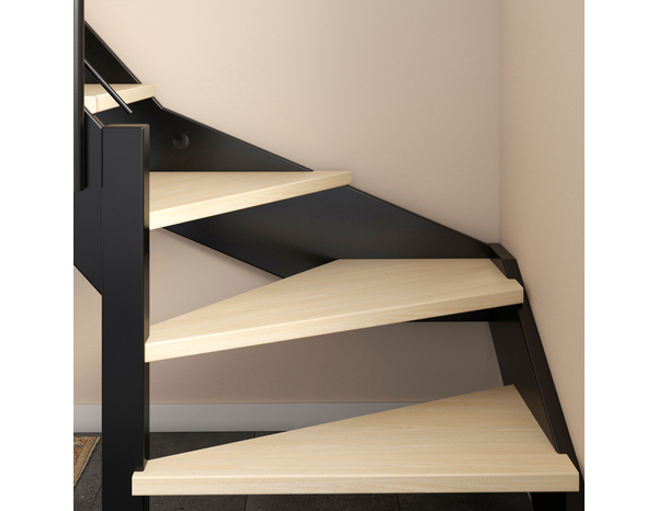 Escalier 1/4 tournant gauche + rampe bois et métal "Sanson" - Brico Dépôt