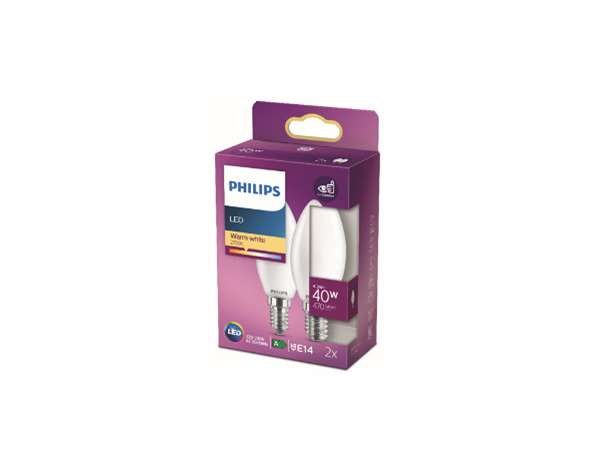 2 ampoules flamme Led 40W E14 - Blanc chaud - Philips - Brico Dépôt