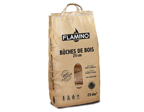 Sac bûches de bois de 25 cm - 25 dm³ - Brico Dépôt
