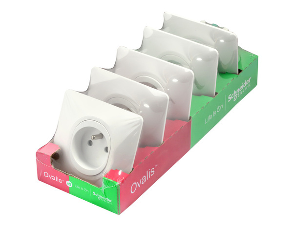 Lot de 5 prises 2P+T blanc avec plaques "Ovalis" blanc - Brico Dépôt