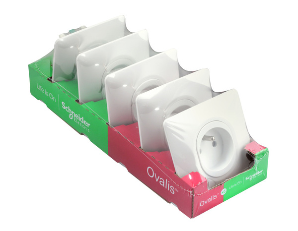 Lot de 5 prises 2P+T blanc avec plaques "Ovalis" blanc - Brico Dépôt
