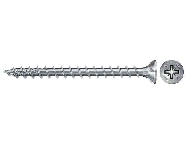 Boite 500 vis à bois PowerFast II 4,5 x 40 mm tête fraisée, zingué blanc, filetage total - Fischer - Brico Dépôt