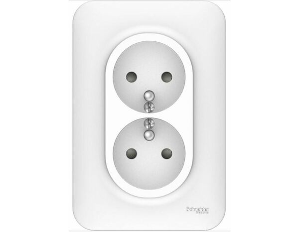 Double prise avec terre verticale "Ovalis" blanc - 16 A - Brico Dépôt