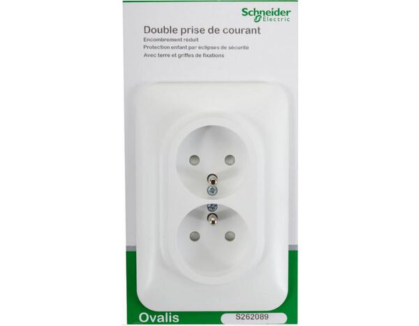 Double prise avec terre verticale "Ovalis" blanc - 16 A - Brico Dépôt