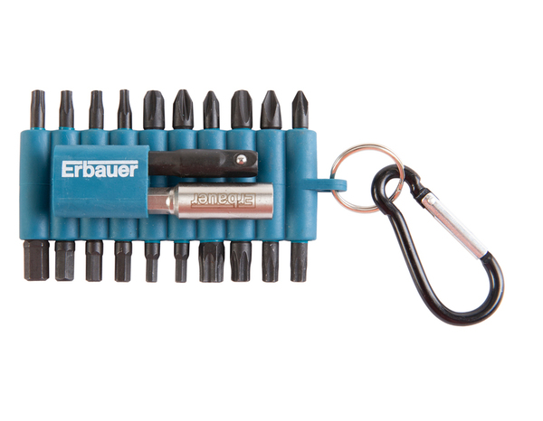 Lot de 22 embouts mixtes de visseuse avec mousqueton - Erbauer - Brico Dépôt