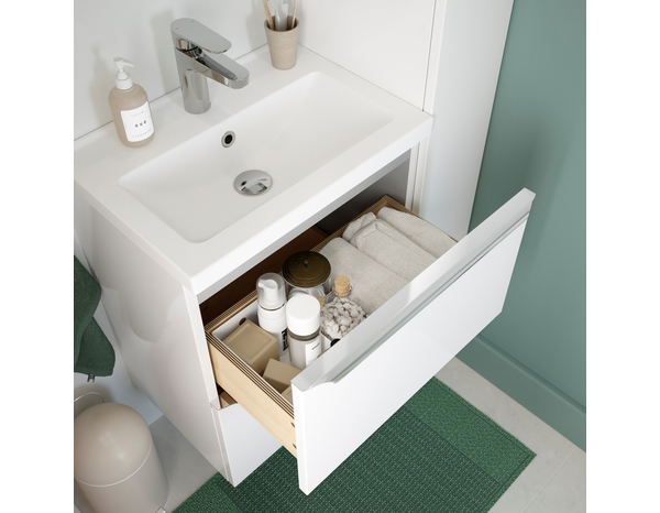 Meuble sous vasque à suspendre blanc "Idalie" L. 50 x H. 60  x P. 36 cm - Cooke and Lewis - Brico Dépôt