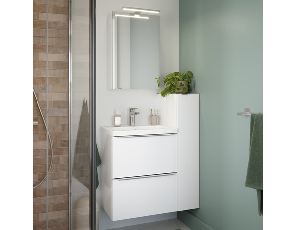 Meuble sous vasque à suspendre blanc "Idalie" L. 50 x H. 60  x P. 36 cm - Cooke and Lewis - Brico Dépôt