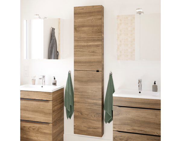 Armoire salle de bains effet noyer "Idalie" L. 40 x H. 90 x P. 15 cm - Cooke and Lewis - Brico Dépôt