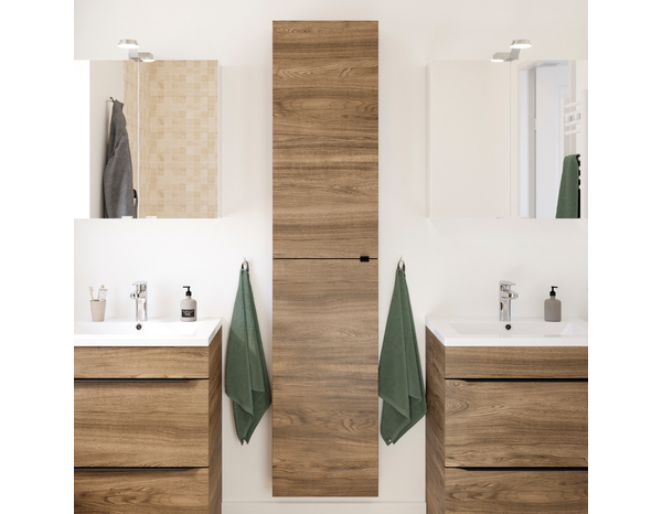 Armoire salle de bains effet noyer "Idalie" L. 40 x H. 90 x P. 15 cm - Cooke and Lewis - Brico Dépôt