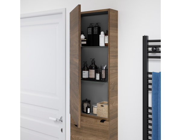 Armoire salle de bains effet noyer "Idalie" L. 40 x H. 90 x P. 15 cm - Cooke and Lewis - Brico Dépôt