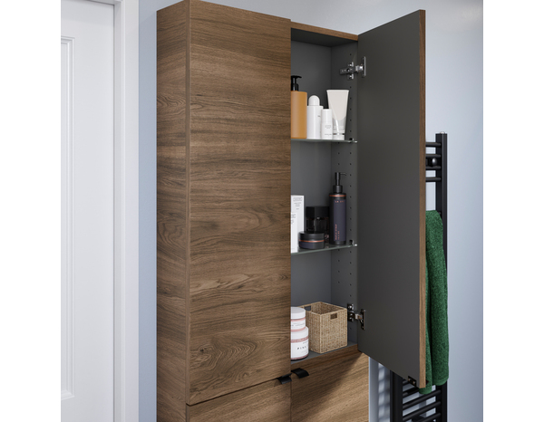 Armoire salle de bains effet noyer "Idalie" L. 60 x H. 90 x P. 15 cm - Cooke and Lewis - Brico Dépôt