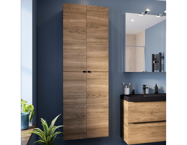 Armoire salle de bains effet noyer "Idalie" L. 60 x H. 90 x P. 36 cm - Cooke and Lewis - Brico Dépôt