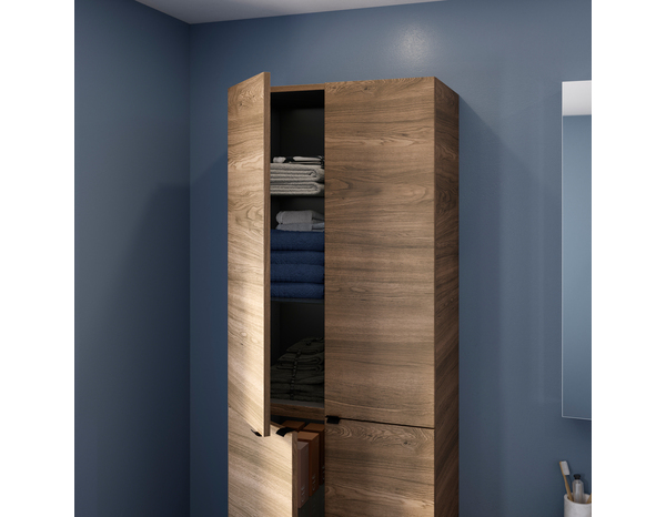 Armoire salle de bains effet noyer "Idalie" L. 60 x H. 90 x P. 36 cm - Cooke and Lewis - Brico Dépôt