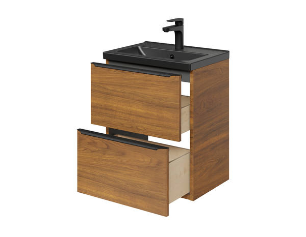 Meuble sous vasque à suspendre effet noyer "Idalie" L. 50 x H. 60 x P. 36 cm - Cooke and Lewis - Brico Dépôt