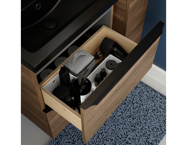 Meuble sous vasque à suspendre effet noyer "Idalie" L. 50 x H. 60 x P. 36 cm - Cooke and Lewis - Brico Dépôt