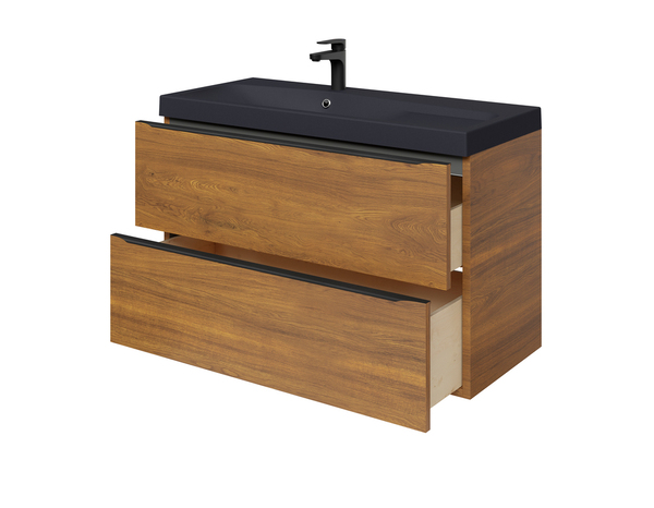 Meuble sous vasque à suspendre effet noyer "Idalie" L. 100 x H. 60 x P. 45 cm - Cooke and Lewis - Brico Dépôt