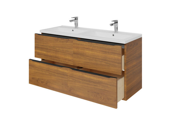 Meuble sous vasque double à suspendre effet noyer "Idalie" L. 120 x H. 60 x P. 45 cm - Cooke and Lewis - Brico Dépôt