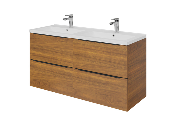 Meuble sous vasque double à suspendre effet noyer "Idalie" L. 120 x H. 60 x P. 45 cm - Cooke and Lewis - Brico Dépôt