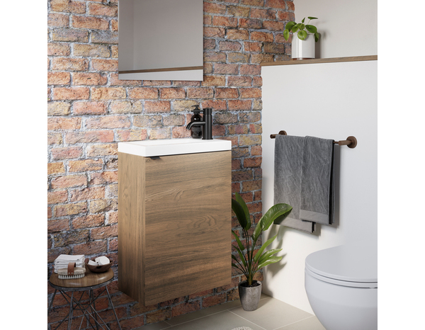 Lave main à suspendre effet noyer Idalie - L. 44 x H. 55 x P. 23 cm - Cooke and Lewis - Brico Dépôt