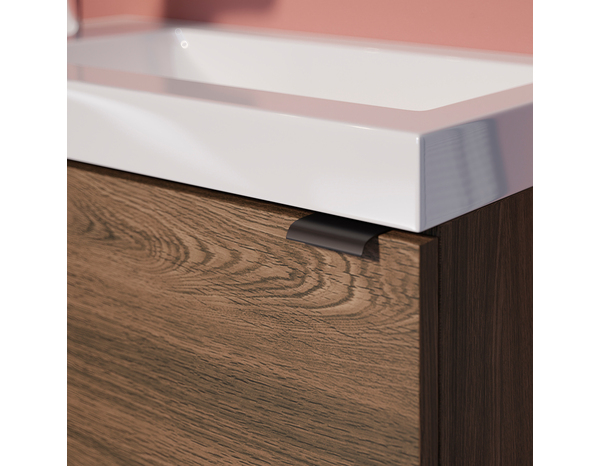 Lave main à poser effet noyer Idalie - L. 44 x H. 79 x P. 23 cm - Cooke and Lewis - Brico Dépôt