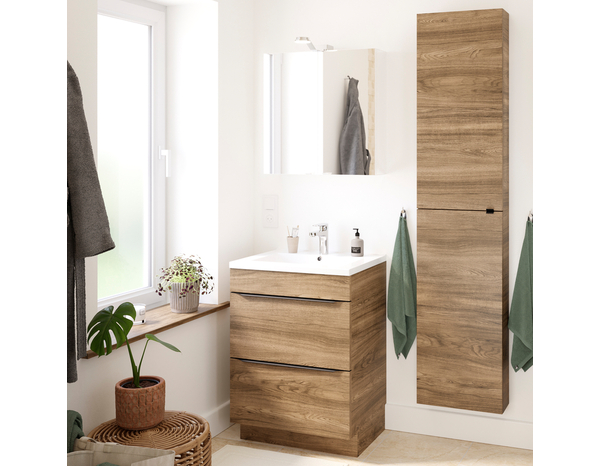 Meuble sous vasque à poser effet noyer "Idalie" L. 60 x H. 82 x P. 45 cm - Cooke and Lewis - Brico Dépôt