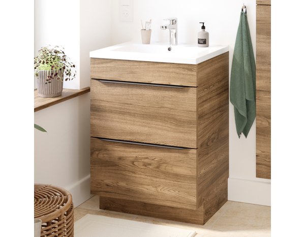 Meuble sous vasque à poser effet noyer "Idalie" L. 60 x H. 82 x P. 45 cm - Cooke and Lewis - Brico Dépôt