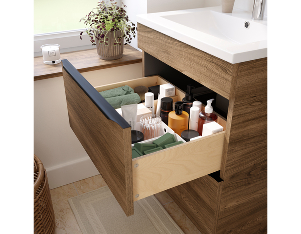 Meuble sous vasque à poser effet noyer "Idalie" L. 60 x H. 82 x P. 45 cm - Cooke and Lewis - Brico Dépôt