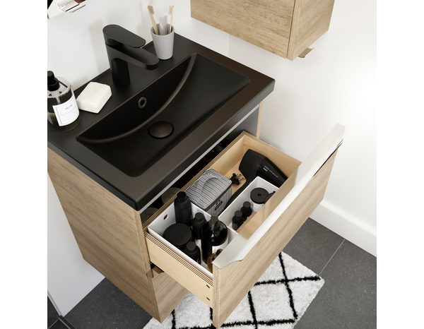 Meuble sous vasque à suspendre effet chêne "Idalie" L. 50 x H. 60 x P. 36 cm - Cooke and Lewis - Brico Dépôt