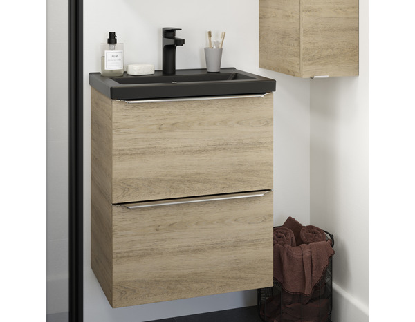 Meuble sous vasque à suspendre effet chêne "Idalie" L. 50 x H. 60 x P. 36 cm - Cooke and Lewis - Brico Dépôt