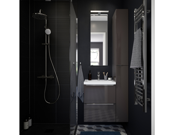 Meuble sous vasque à suspendre gris taupe "Idalie" L. 50 x H. 60 x P. 36 cm - Cooke and Lewis - Brico Dépôt