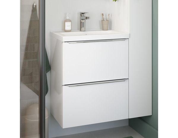 Meuble sous vasque à suspendre blanc "Idalie" L. 50 x H. 60  x P. 36 cm - Cooke and Lewis - Brico Dépôt