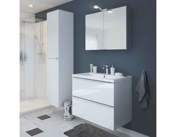 Meuble sous vasque à suspendre blanc Idalie L. 80 x H. 60 x P. 45 cm - Cooke and Lewis - Brico Dépôt