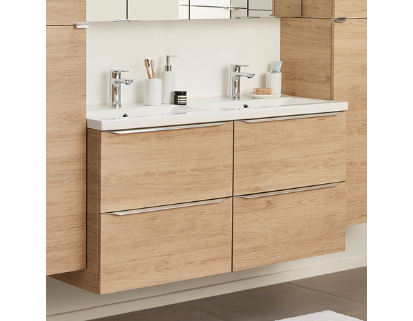 Meuble sous vasque double à suspendre chêne Idalie L. 120 x H. 60 x P. 45 cm - Cooke and Lewis - Brico Dépôt