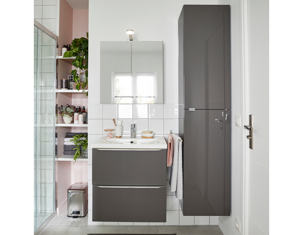 Meuble sous vasque à suspendre gris taupe Idalie L. 60 x H. 60 x P. 45 cm - Cooke and Lewis - Brico Dépôt