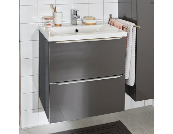 Meuble sous vasque à suspendre gris taupe Idalie L. 60 x H. 60 x P. 45 cm - Cooke and Lewis - Brico Dépôt