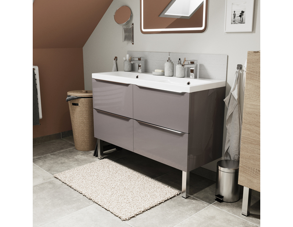 Meuble sous vasque double à suspendre gris taupe Idalie L. 120 x H. 60 x P. 45 cm - Cooke and Lewis - Brico Dépôt