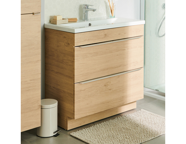 Meuble sous vasque à poser chêne Idalie L. 80 x H. 82 x P. 45 cm - Cooke and Lewis - Brico Dépôt