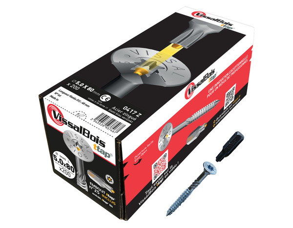 Boite de 200 vis à bois TTAP filet partiel ZN TX25 Ø 5,0 X 80 mm - Brico Dépôt