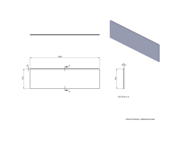 Tablier frontal ABS H. 51 cm x Ep. 2,5 cm x l. 180 cm - Brico Dépôt